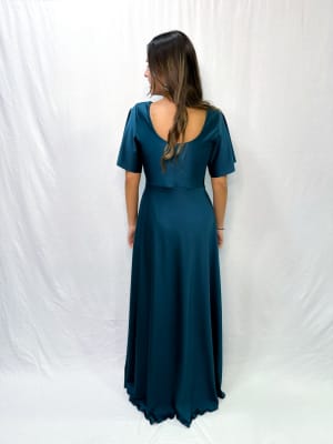 VESTIDO CLARA VERDE PETROLEO
