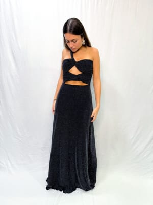 VESTIDO TRINIDAD NEGRO BRILLO