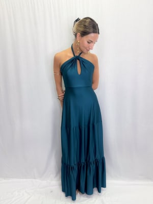 VESTIDO CONSTANZA VERDE PETROLEO
