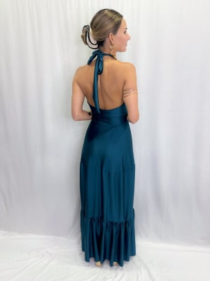 VESTIDO CONSTANZA VERDE PETROLEO