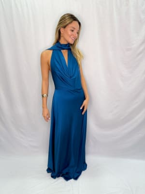 VESTIDO CARLA AZUL PETROLEO