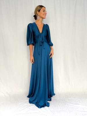 VESTIDO GUADALUPE AZUL PETROLEO