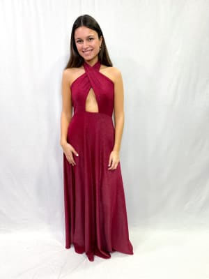 VESTIDO JAVIERA ROJO BRILLO