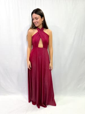 VESTIDO JAVIERA ROJO BRILLO