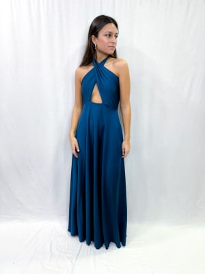 VESTIDO JAVIERA AZUL PETROLEO