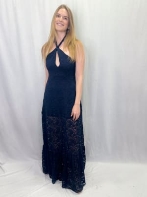 VESTIDO CONSTANZA AZUL MARINO ENCAJE