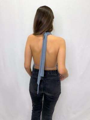 POLERA ADELA CELESTE BRILLO