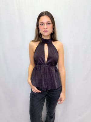 POLERA ADELA CHOCOLATE BRILLO