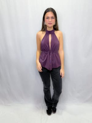 POLERA ADELA MORADA BRILLO