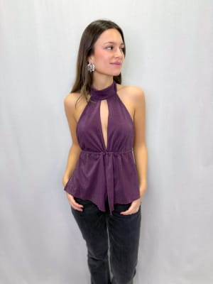 POLERA ADELA MORADA BRILLO