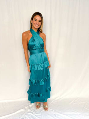 VESTIDO SARA TURQUESA SEDA