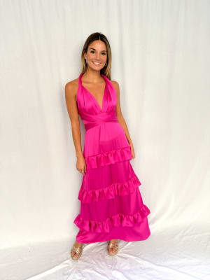 VESTIDO SARA FUCSIA SEDA