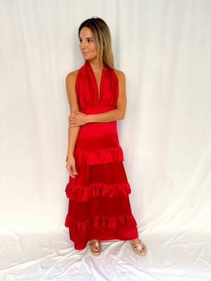 VESTIDO SARA ROJO SEDA