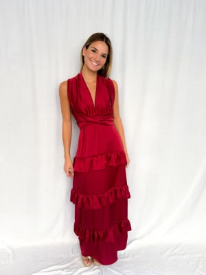 VESTIDO SARA ROJO ITALIANO SEDA