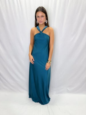VESTIDO VALENTINA VERDE PETROLEO