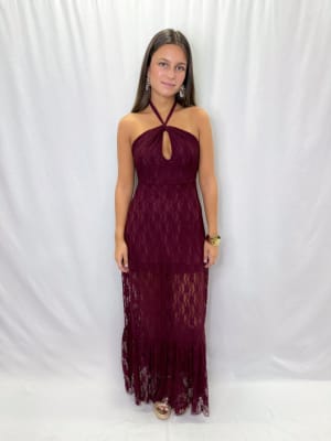 VESTIDO CONSTANZA BURDEO ENCAJE