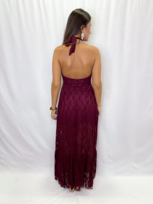 VESTIDO CONSTANZA BURDEO ENCAJE