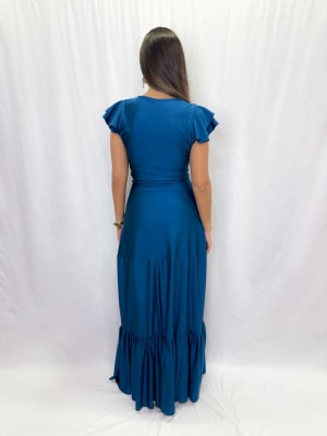 VESTIDO AGUSTINA AZUL PETROLEO