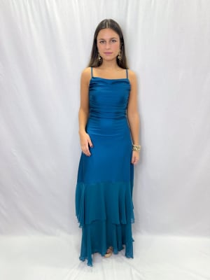 VESTIDO ROSARIO AZUL PETROLEO