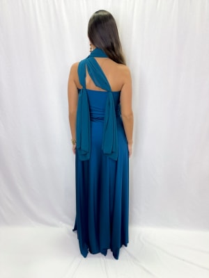 VESTIDO MACARENA AZUL PETROLEO