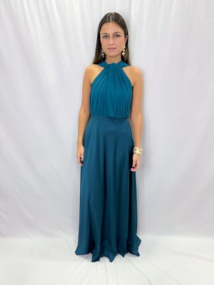 VESTIDO MACARENA VERDE PETROLEO