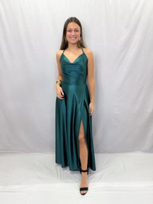 VESTIDO ROSA VERDE PETROLEO