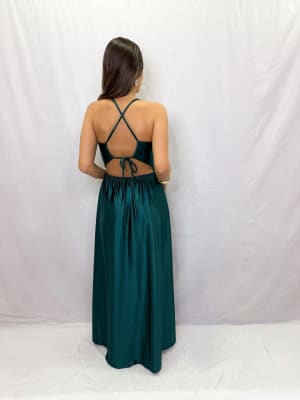 VESTIDO ROSA VERDE PETROLEO