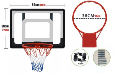 TABLERO + ARO BÁSQUETBOL 82X58 CM