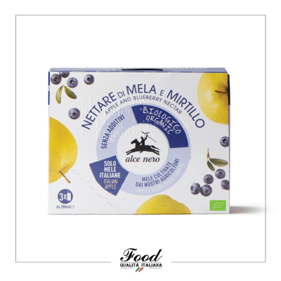 Nettare di mela e mirtillo Bio Alce Nero 200ml * 3 Nettare di mela e mirtillo Bio Alce Nero 200ml * 3