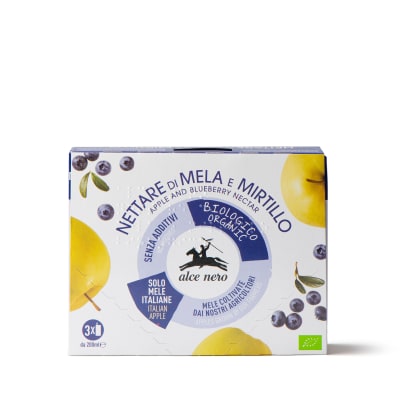 Nettare di mela e mirtillo Bio Alce Nero 200ml * 3 Nettare di mela e mirtillo Bio Alce Nero 200ml * 3