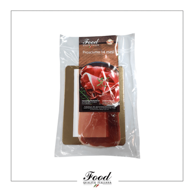 Prosciutto crudo 14 meses , 100 gr . Prosciutto crudo 14 meses , 100 gr .