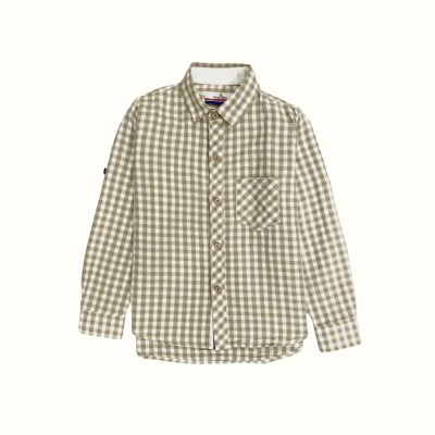 Camisa Lino Cuadros Beige1