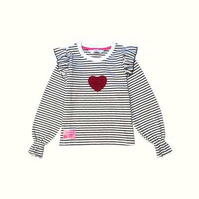 Camiseta Corazón Rayas Negras1