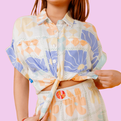 Blusa Jimena Flores Naranja1