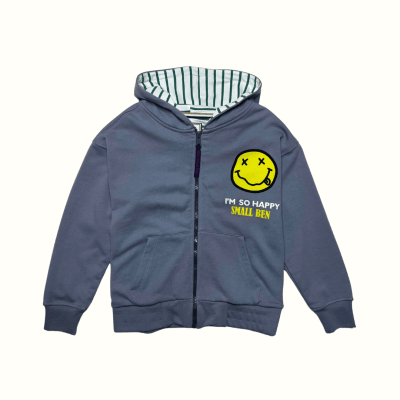 Sudadera Capucha Happy Plomo1