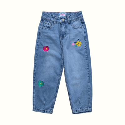 Pantalon Denim Flower Celeste1