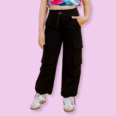 Jogger Drill Cargo Pocket Negro