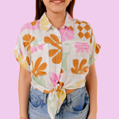 Blusa Jimena Flores Rosadas