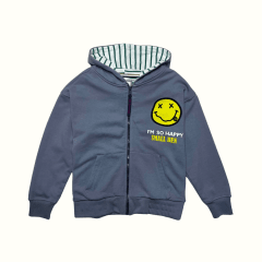 Sudadera Capucha Happy Plomo