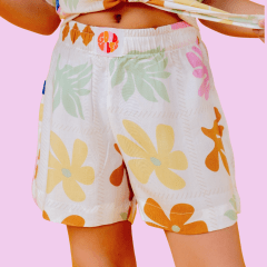 Short Jimena Flores Rosadas