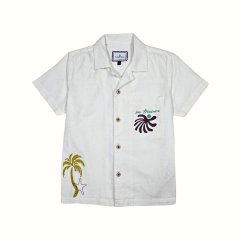 Camisa Lino Palm Crema