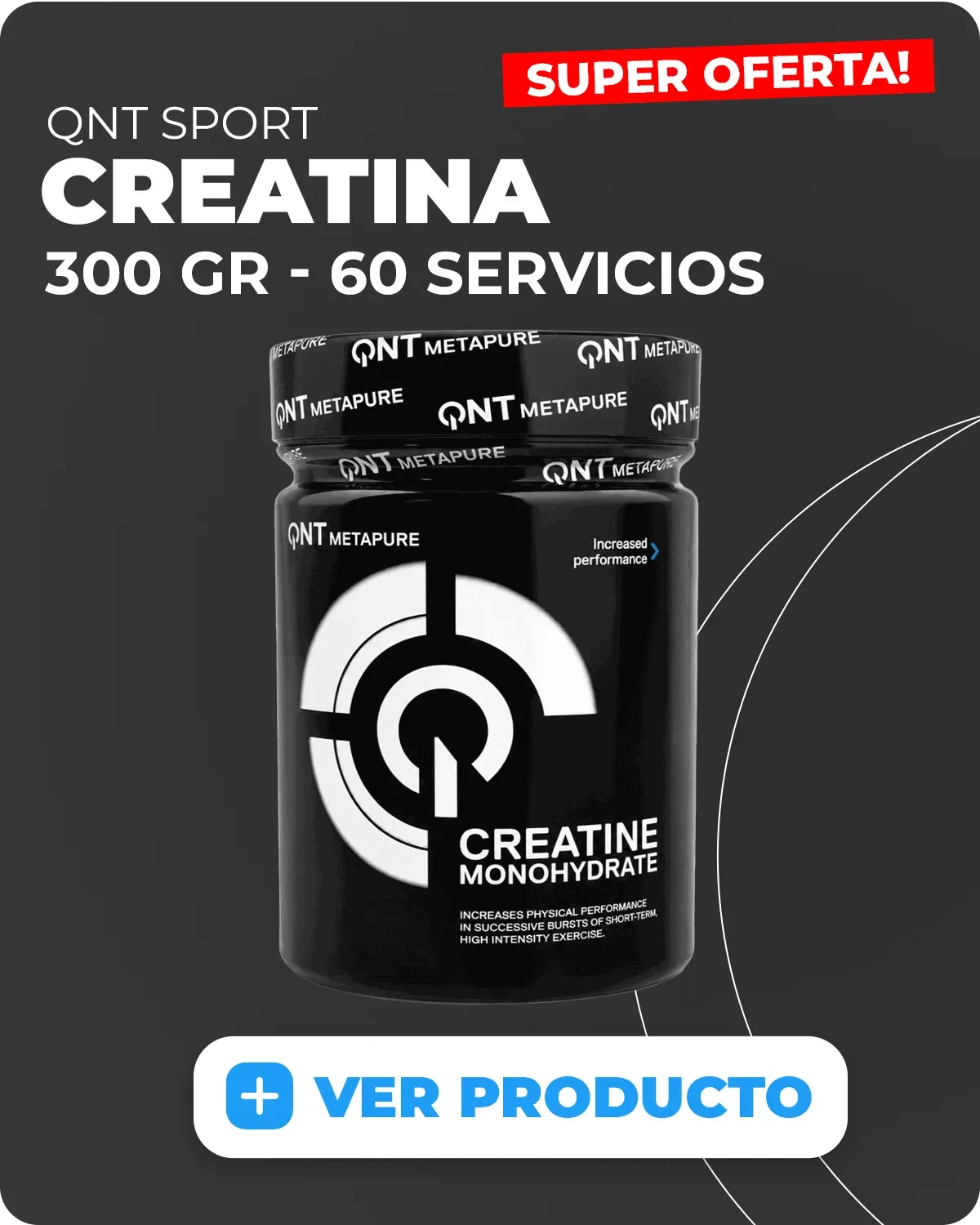 Creatina Monohidratada QNT 300 gr, 60 porciones