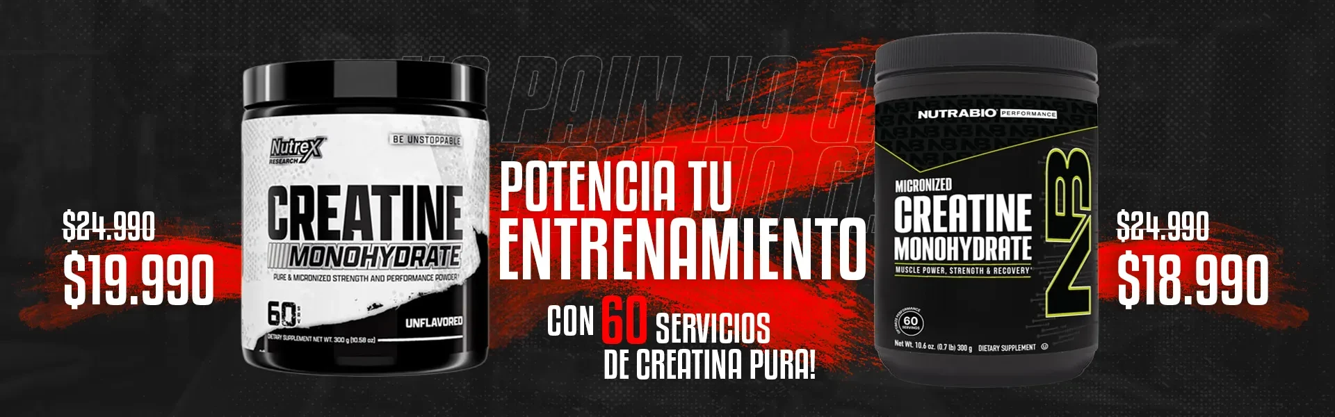 60 servicios de puro poder, descubre las creatinas DRIVE y Nutrabio
