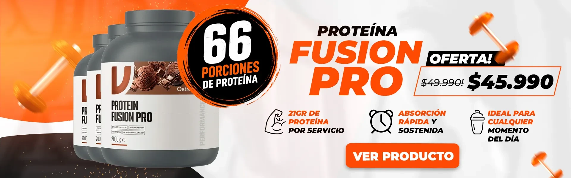 Nueva proteína FUSION PRO, 66 servicios de pura calidad