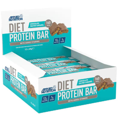 Caja 12 Barras Diet Protein Applied Nutrition 12G de Proteína 45G C/U.