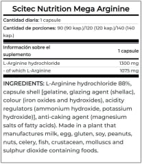 Mega Arginina 1300MG Scitec Nutrition 140 Servicios. 2