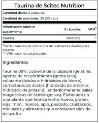 Taurina 3000MG Scitec Nutrition 90 Capsulas. 2