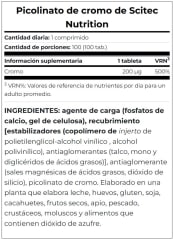 Picolinato de Cromo 200MCG Scitec Nutrition 100 Tabletas. 2