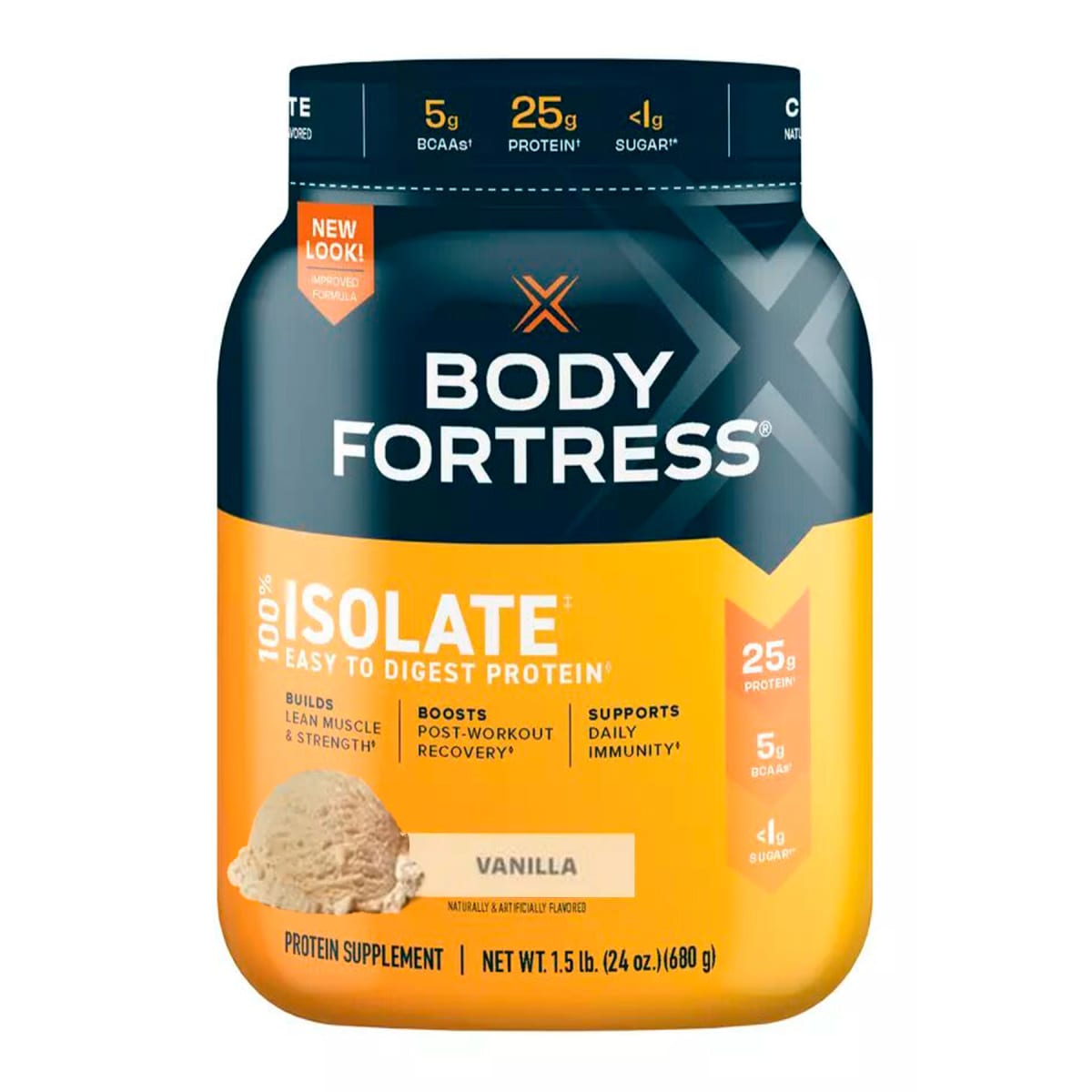 Proteína Body Fortress 100% Isolate 1.5 lb (680 g) – 20 porciones2
