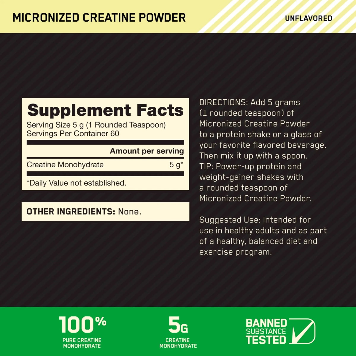 Creatina Micronizada ON Powder 300 g – 60 porciones 2